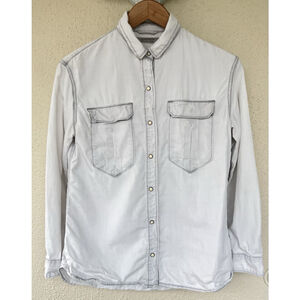 ALLSAINTS Octavia Military Pearl Snap Button Up Shirt Boho Western Utility Ranch